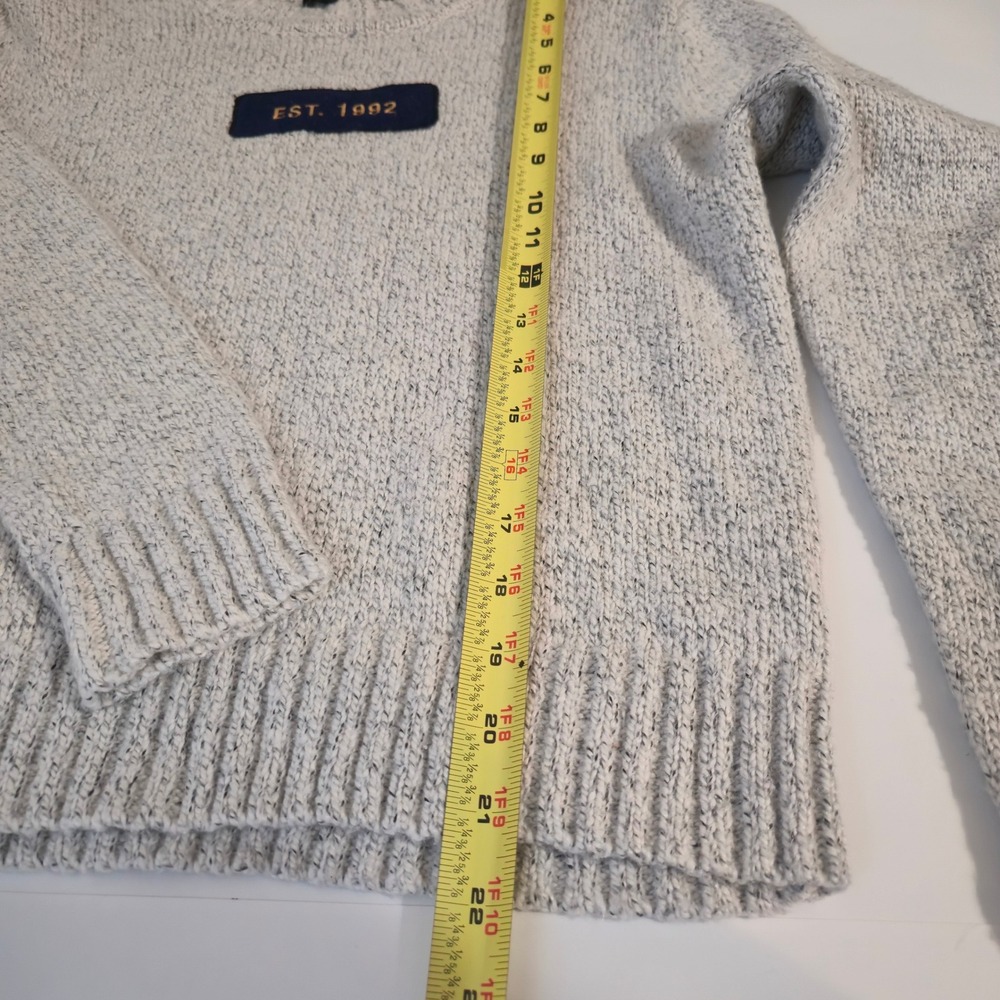 Forever 21 Grey Marled Crew Neck Sweater EST 1992 Patch Medium - Picture 6 of 7